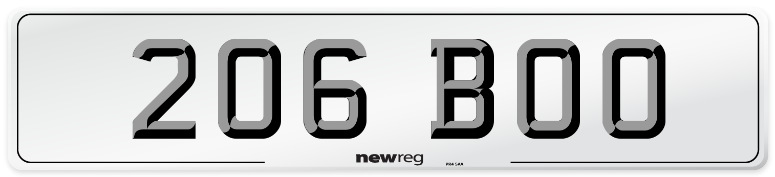 206 BOO Number Plate from New Reg